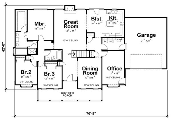 Dream House Plan - Traditional Floor Plan - Main Floor Plan #20-738