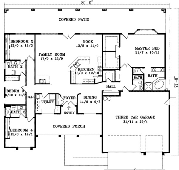 Adobe / Southwestern Floor Plan - Main Floor Plan #1-985