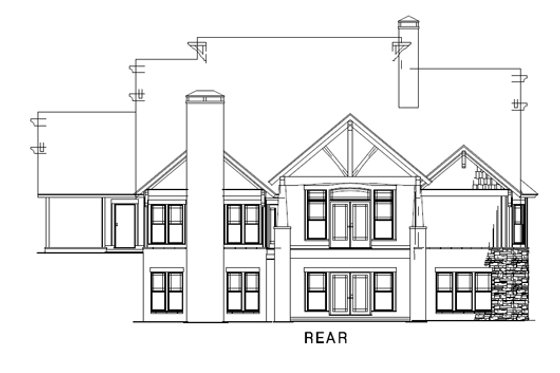 Exterior - Rear Elevation for Craftsman House Plan #17-2442 - 4 bed, 3 bath