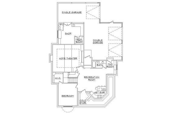 Floor Plan - Lower Floor for Victorian House Plan #5-420 - 5 bed, 4.5 bath