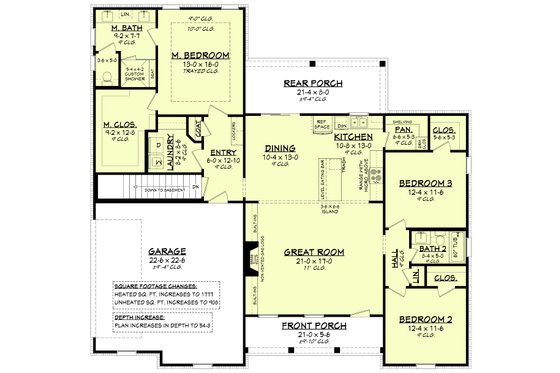 Floor Plan - Main Floor 1 for Farmhouse House Plan #430-230 - 3 bed, 2 bath