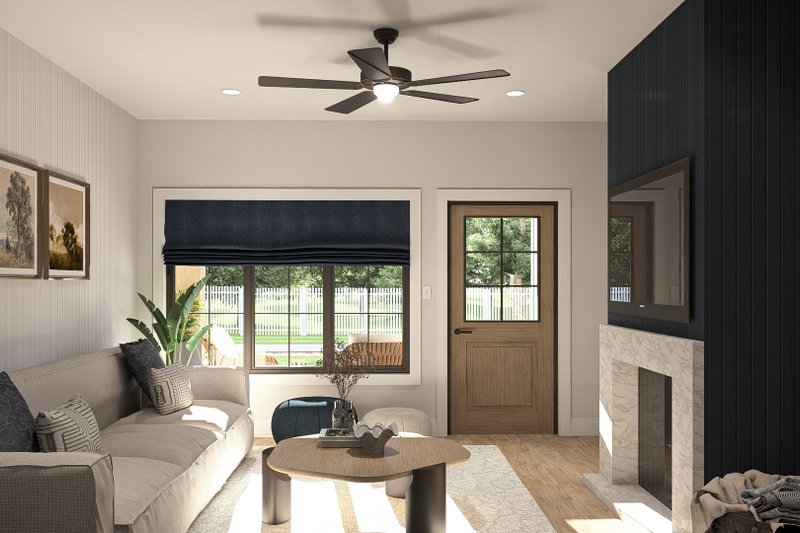 Dream House Plan - Interior - Family Room 1 for Modern House Plan #455-353 - 3 bed, 2 bath
