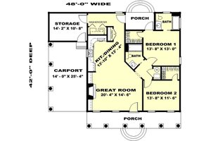 Floor Plan - Main Floor for Country House Plan #44-159 - 2 bed, 2 bath