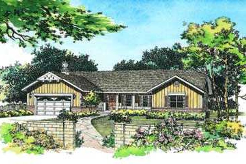 Architectural House Design - Ranch Exterior - Front Elevation Plan #72-129