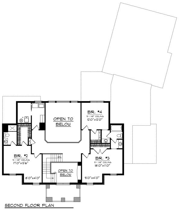 Colonial Floor Plan - Upper Floor Plan #70-1144