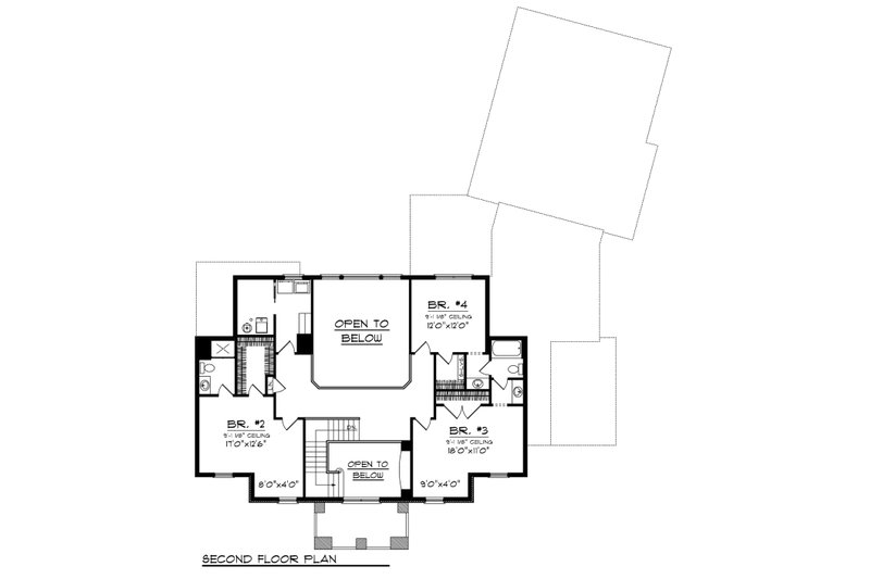 House Blueprint - Floor Plan - Upper Floor for Colonial House Plan #70-1144 - 4 bed, 3.5 bath