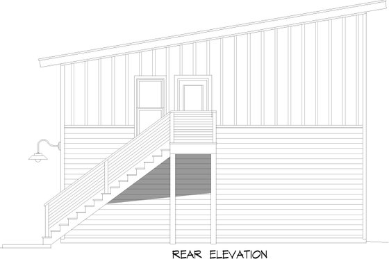 Exterior - Rear Elevation for Farmhouse House Plan #932-1055 - 1 bed, 1 bath