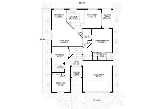 Floor Plan - Main Floor for Mediterranean House Plan #420-111 - 3 bed, 2 bath