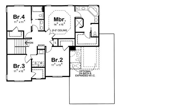 Home Plan - Traditional Floor Plan - Upper Floor Plan #20-2090