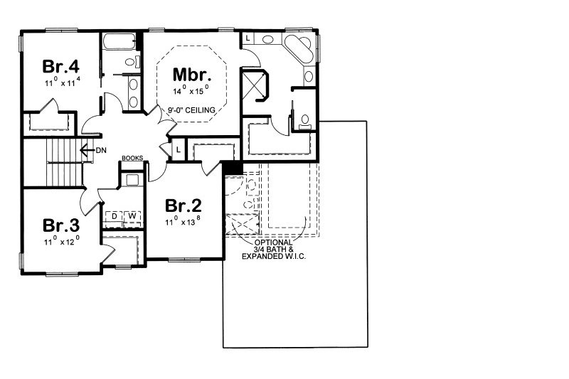 Home Plan - Floor Plan - Upper Floor for Traditional House Plan #20-2090 - 4 bed, 2.5 bath