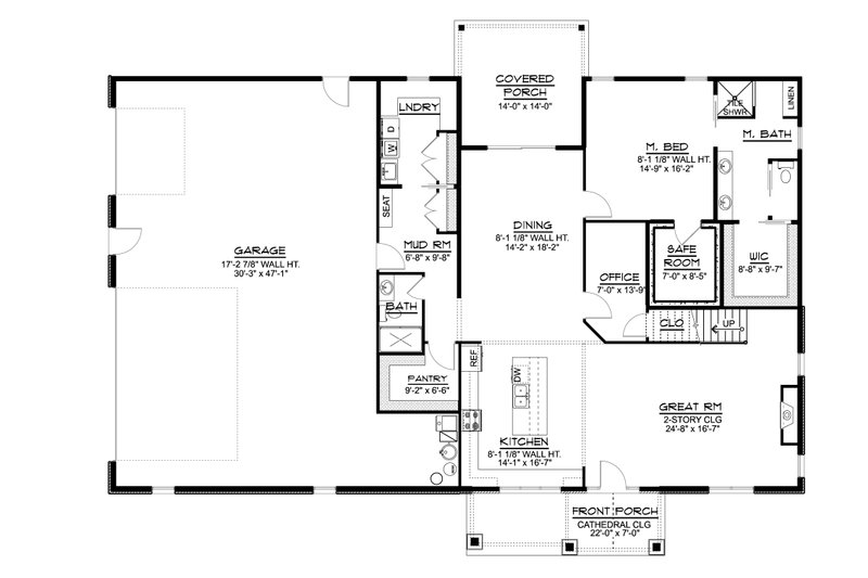 House Plan Design - Floor Plan - Main Floor for Barndominium House Plan #1064-100 - 4 bed, 3 bath