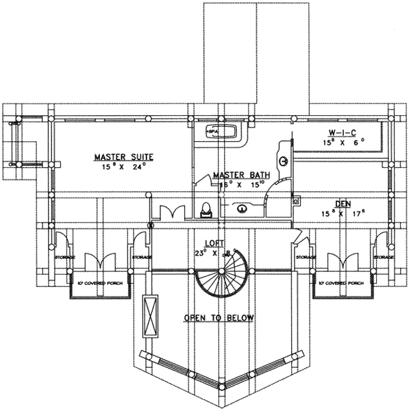House Blueprint - Log Floor Plan - Upper Floor Plan #117-102