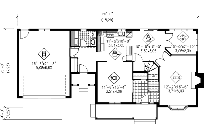 Dream House Plan - Floor Plan - Main Floor for Traditional House Plan #25-247 - 3 bed, 2.5 bath