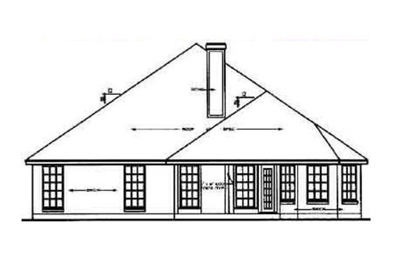 Exterior - Rear Elevation for Traditional House Plan #42-247 - 3 bed, 2 bath