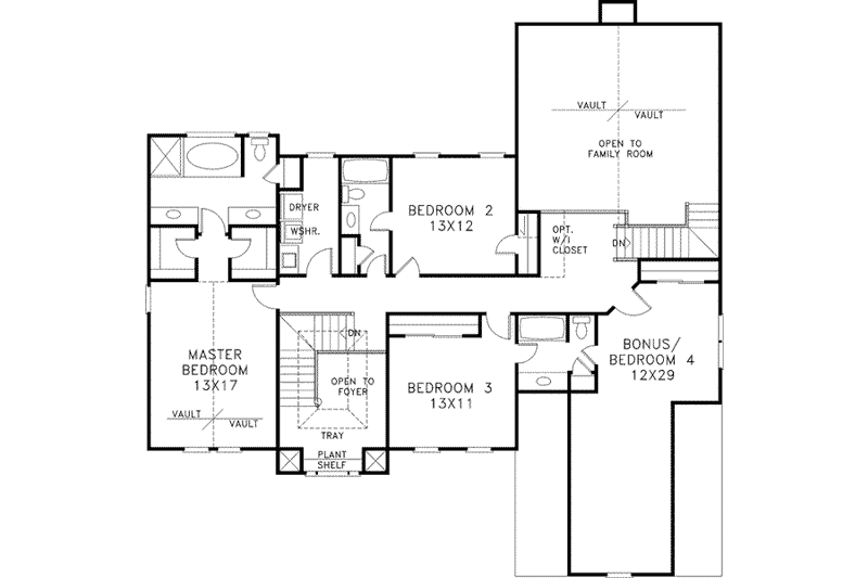 House Design - Floor Plan - Upper Floor for European House Plan #56-217 - 5 bed, 4 bath