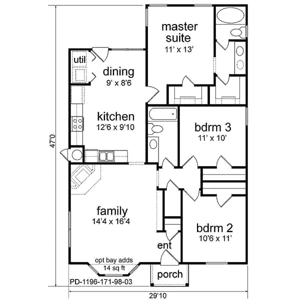 House Blueprint - Cottage Floor Plan - Main Floor Plan #84-102