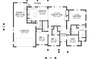 Floor Plan - Main Floor for Craftsman House Plan #48-659 - 3 bed, 2 bath