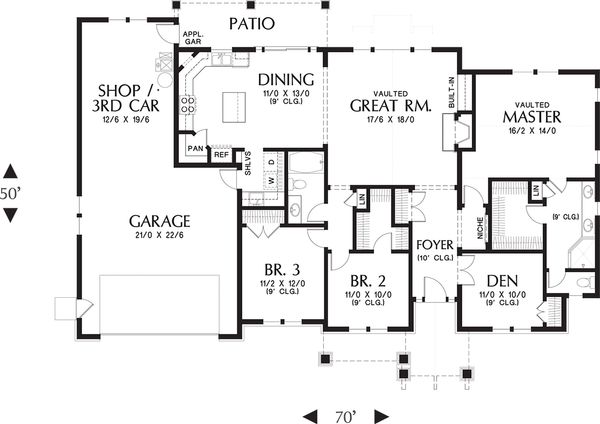 Architectural House Design - Craftsman Floor Plan - Main Floor Plan #48-659