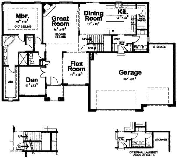 Architectural House Design - Traditional Floor Plan - Main Floor Plan #20-1788