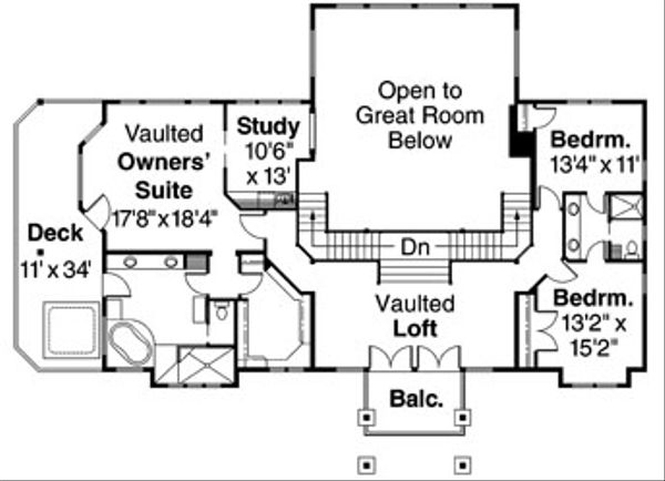 House Blueprint - Craftsman Floor Plan - Upper Floor Plan #124-516