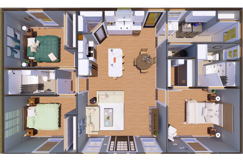 Dream House Plan - Floor Plan - Main Floor 1 for Farmhouse House Plan #44-273 - 3 bed, 2 bath