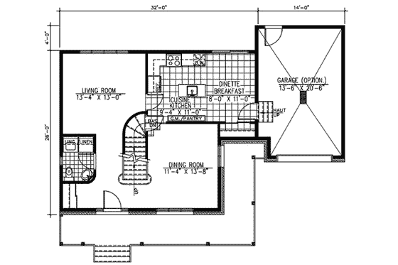 Floor Plan - Main Floor for Traditional House Plan #138-301 - 3 bed, 1.5 bath