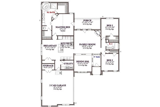 Floor Plan - Main Floor for Traditional House Plan #63-205 - 3 bed, 2 bath