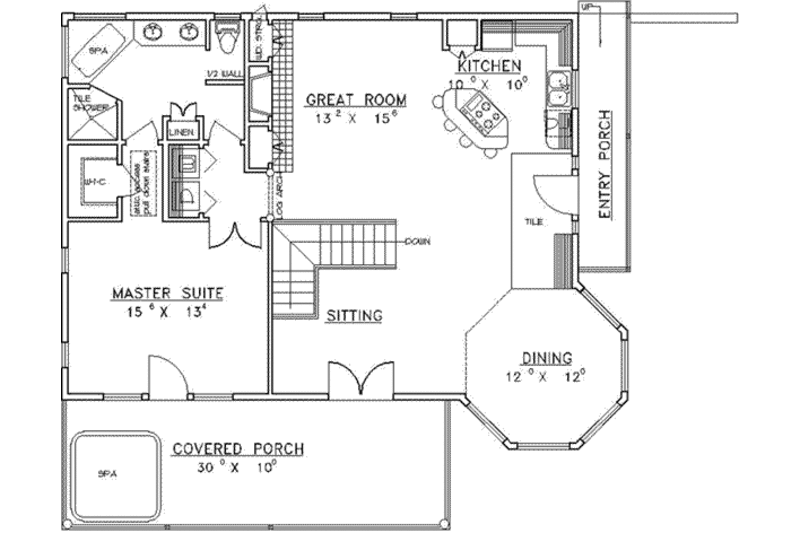 Home Plan - Floor Plan - Main Floor for Traditional House Plan #117-332 - 2 bed, 2 bath