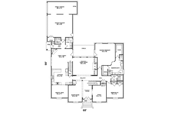 Floor Plan - Main Floor for European House Plan #81-407 - 5 bed, 4.5 bath
