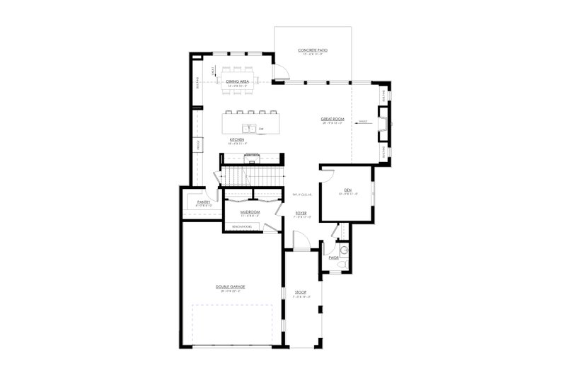 Home Plan - Floor Plan - Main Floor for Farmhouse House Plan #1114-64 - 4 bed, 2.5 bath