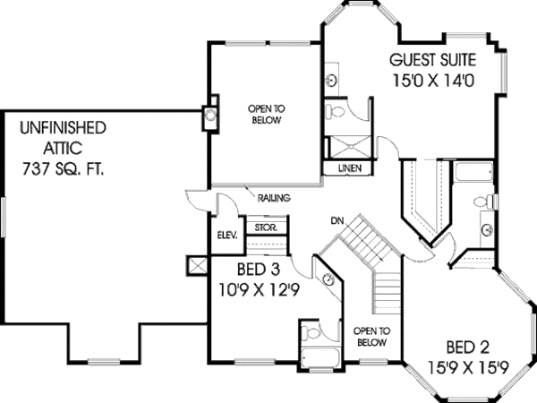 Country Floor Plan - Upper Floor Plan #60-240