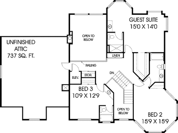 Dream House Plan - Country Floor Plan - Upper Floor Plan #60-240