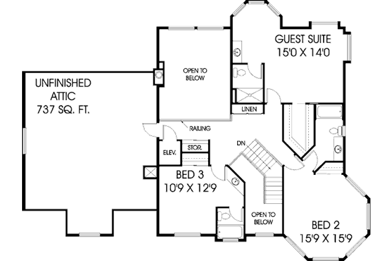 Home Plan - Floor Plan - Upper Floor for Country House Plan #60-240 - 4 bed, 5 bath