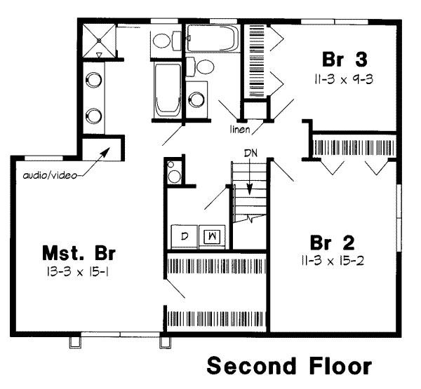 Traditional Floor Plan - Upper Floor Plan #312-380