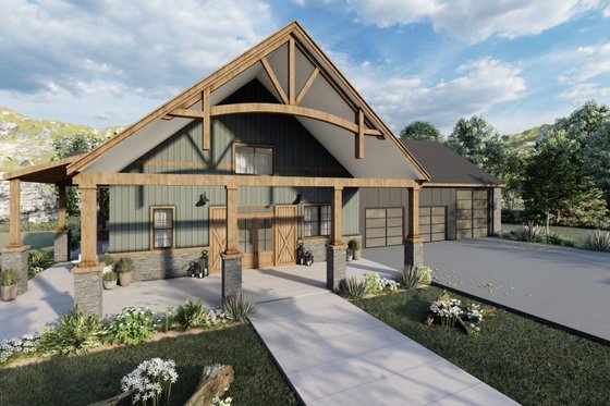 Exterior - Front Elevation 3 for Craftsman House Plan #54-500 - 3 bed, 3.5 bath