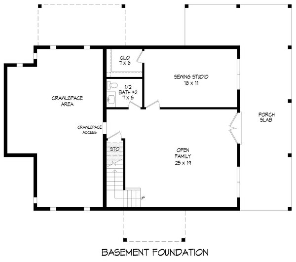 Southern Floor Plan - Lower Floor Plan #932-796