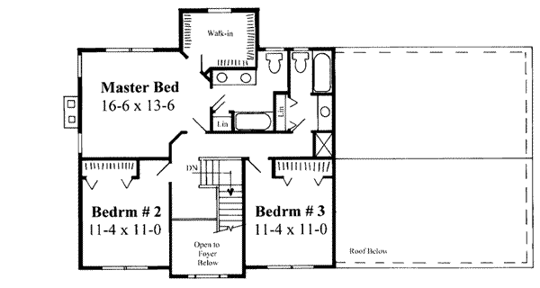 Colonial Floor Plan - Upper Floor Plan #75-172