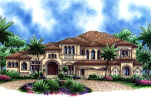 Mediterranean Exterior - Front Elevation Plan #27-478