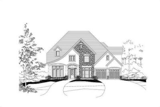 Exterior - Front Elevation for European House Plan #411-225 - 4 bed, 4 bath