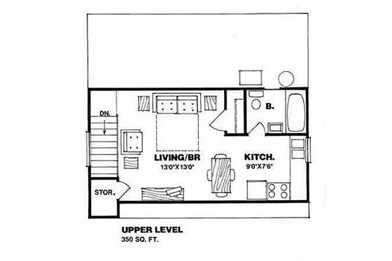 Floor Plan - Upper Floor for Country House Plan #116-133 - 1 bed, 1 bath