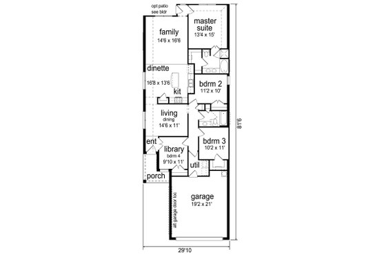 Floor Plan - Main Floor for Traditional House Plan #84-640 - 3 bed, 2 bath
