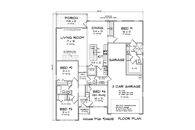 Architectural House Design - Floor Plan - Main Floor for Modern House Plan #513-2421 - 4 bed, 2.5 bath