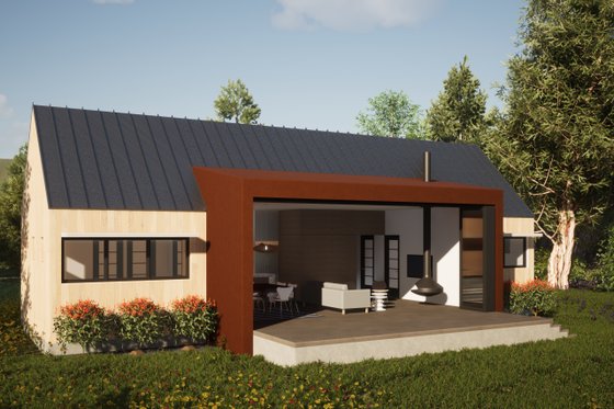 Exterior - Rear Elevation 2 for Modern House Plan #933-5 - 2 bed, 2 bath