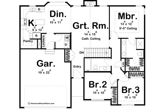Floor Plan - Main Floor for Traditional House Plan #455-82 - 3 bed, 2 bath