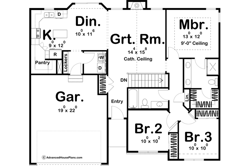 Home Plan - Floor Plan - Main Floor for Traditional House Plan #455-82 - 3 bed, 2 bath