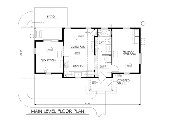 House Plan Design - Floor Plan - Main Floor for Farmhouse House Plan #1122-4 - 1 bed, 1 bath