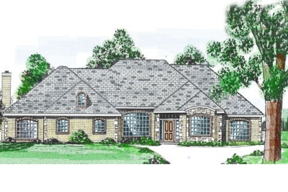 Exterior - Front Elevation for European House Plan #52-213 - 4 bed, 3.5 bath
