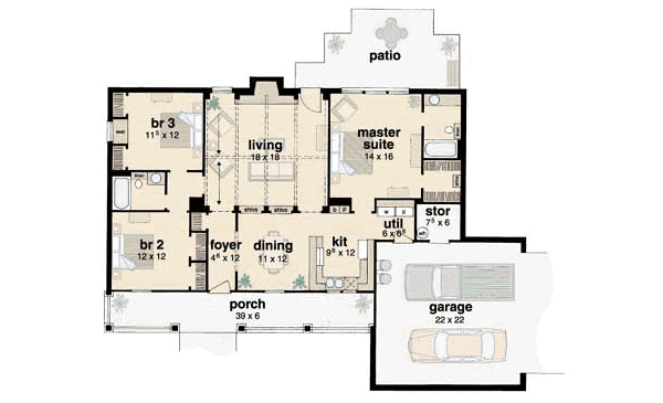 Ranch Floor Plan - Main Floor Plan #36-115