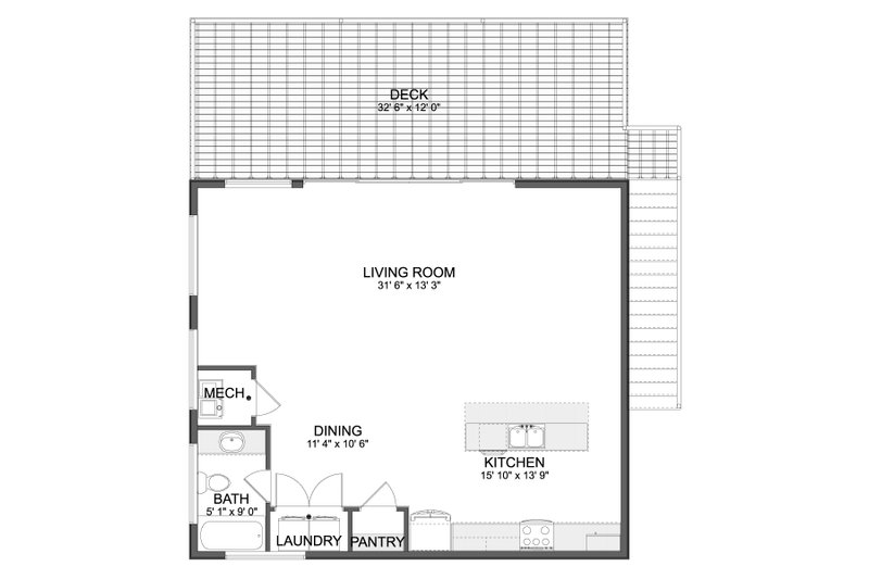 House Design - Floor Plan - Upper Floor for Modern House Plan #1060-283, 1.5 bath