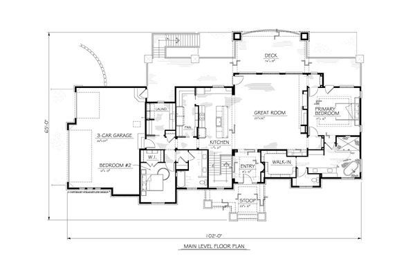 Architectural House Design - Floor Plan - Main Floor for Ranch House Plan #1122-19 - 2 bed, 2 bath